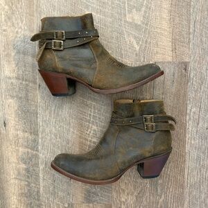 Shyanne | Western Leather Buckled Strapped Cowgirl Ankle Boots